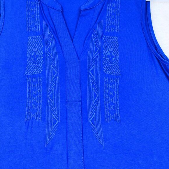 Cable & Gauge | Bright Winter Cobalt |Women's Sleeveless Embroidered Top Size M. - Picture 4 of 9